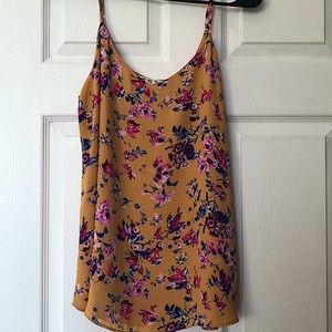 Mustard colored floral blouse